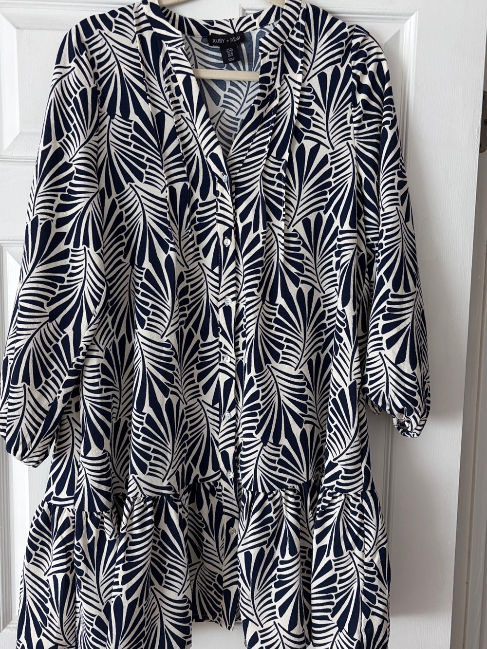 Rubi+Remi Navy and White Printed Women's Dress